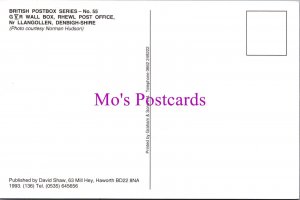 Wales Postcard - British Postbox, GVR Wall Box, Rhewl Post Office  RR20740
