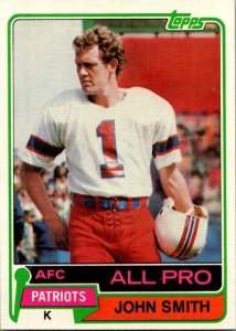 1981 Topps Football Card John Smith New England Patriots sk10384