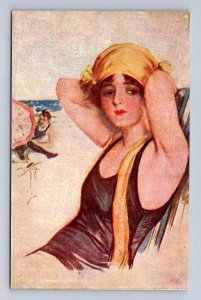MIDSUMMER REVERIE GLAMOUR ARTIST SIGNED HARRISON FISHER POSTCARD FINNISH N:O 10