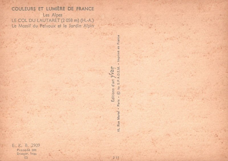 Vintage Postcard Couleurs et Lumiere De France Les Alpes Colors & Lights France