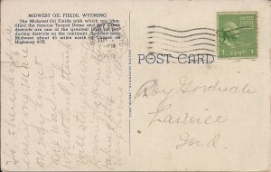 Casper WY Oil Field, Drilling, 1950 Linen, Petroleum Industry, Wyoming