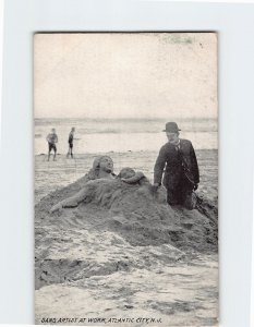 Postcard Sand Artist At Work, Atlantic City, New Jersey