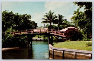 Authentic Wooden Foot Bridge at Boca Raton Postcard FL Unposted