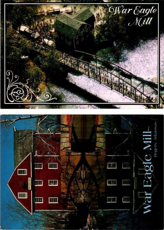 2~4X6 Postcards Rogers, AR Arkansas WAR EAGLE MILL & BRIDGE~Arts Festival Crowd