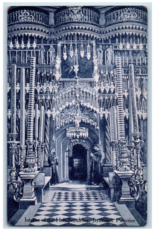 c1910 Interior of the Holy Sepulchre Jerusalem Palestine Turkey Antique Postcard