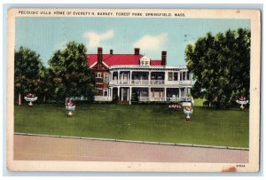 1941 Pecousic Villa Home of Everett H Barney Forest Park Springfield MA Postcard