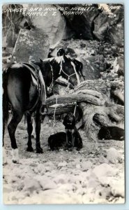 RPPC NOGALES (Patagonia) AZ ~ Horses & Hounds CIRCLE Z RANCH 1940s Postcard