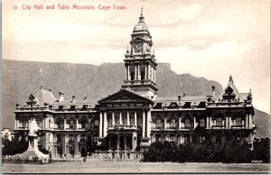 South Africa City Hall and Table Mountain Cape Town Vintage Postcard C012