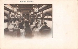 Burlington Route Train Dining Car Interior Railroad Vintage Postcard JH230271