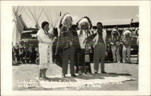 Crow Indian Tribe Induction of Joe Cahill Sheridan WY Real Photo Postcard