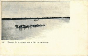 PC CPA LAOS, INDOCHINA, COURSE DE PIROGUES SUR LE MÉ KONG, Postcard (b20898)