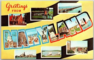 Greetings From Annapolis Maryland Old Line State Large Letter Postcard