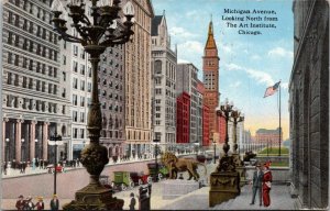 Illinois Chicago Michigan Avenue Looking North From Art Institute 1915