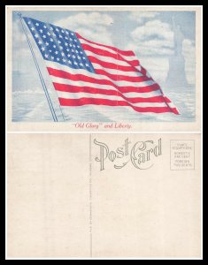 OUR FLAG ~ Old Glory & Liberty-48 Star Flag POSTCARD