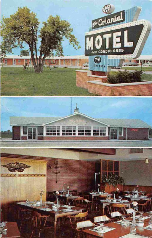 Colonial Motel & Restaurant Highway 51 Sandoval Centralia Illinois postcard