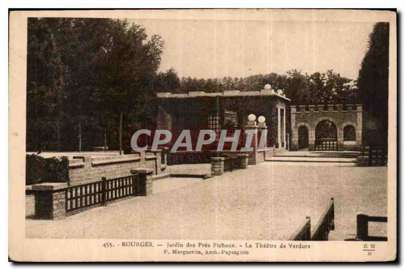 Old Postcard Bourges Garden Pres Fichaux the Theater de Verdure