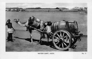 RPPC CAMEL PULLING WATER CART ADEN YEMEN MIDDLE EAST REAL PHOTO POSTCARD