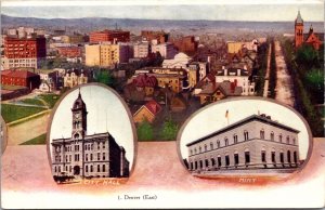 Postcard City Hall, Mint, and View of Denver, Colorado