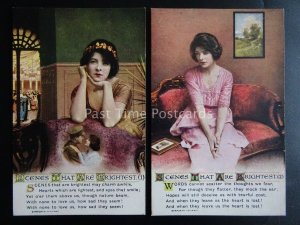 SCENES THAT ARE BRIGHTEST - WW1 Bamforth Song Cards set of 2 No.4958