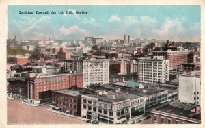 Vintage Postcard 1920's Looking Toward The 1st Hill Seattle Washington WA