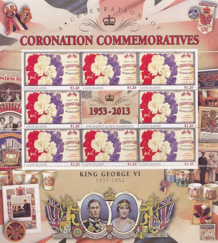 King George VI Cook Islands Royal Coronation Rare Mint Stamp Block Sheet