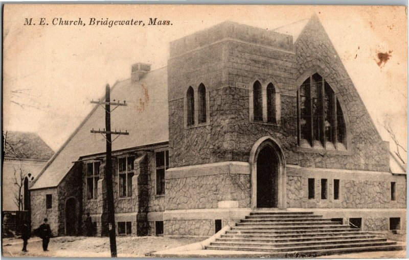Methodist Episcopal M.E. Church Bridgewater MA c1916 Vintage Postcard L35