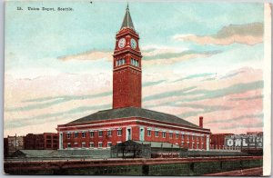 1908 Union Depot Seattle Washington WA Metropolitan Press ONL Posted Postcard