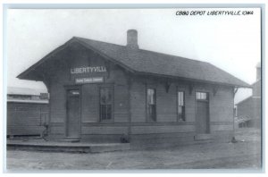 c1960 CB&P Libertyville Iowa IA Railroad Train Depot Station RPPC Photo Postcard