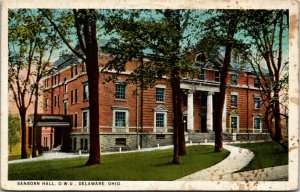 Postcard Delaware Sanborn Hall Ohio Wesleyan University Campus 1930 F16