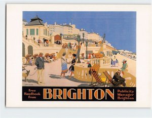 Postcard Brighton seafront, Southern Railways' poster, Brighton, England