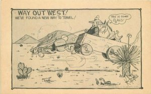 Texas Van Horn Outwest Wagon Comic humor 1940s Holmes Elgin Postcard 22-974