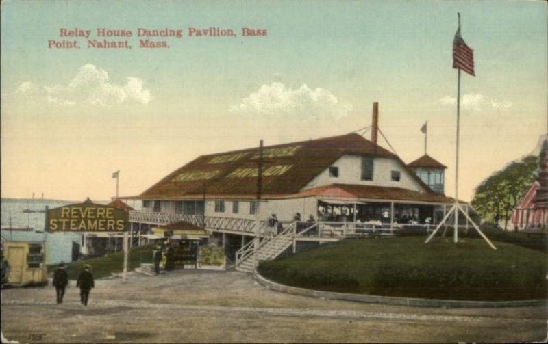 Bass Point Nahant MA Relay House & Steamer Sign c1910 Postcard