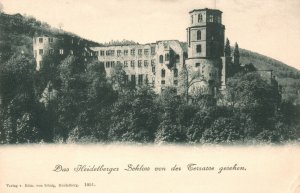 Vintage Postcard 1900s Das Heidelberger Schloos von der Gerrasse gesehen Germany