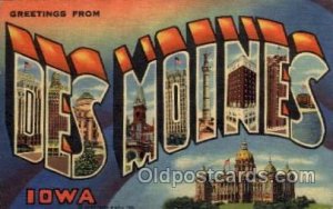 Des Moines, Iowa Large Letter Town Unused 