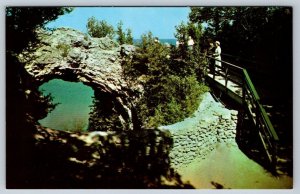 Arch Rock, Mackinac Island, Michigan, Vintage 1952 Chrome Postcard, NOS