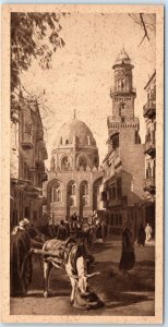 c1920s Cairo, Egypt Mosque Sultan Dome Minaret Donkey Cart Street Scene A360