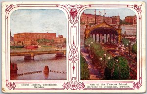 1911 Royal Palace Famous Island Gardens Stockholm Sweden Posted Postcard