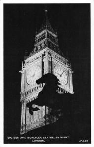 BR80854 big ben and boadicea statue by night  london  real photo  uk