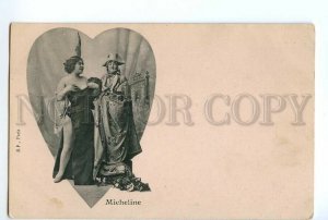 497446 MICHELINE French DANCER Queen of Hearts & NAPOLEON Vintage postcard