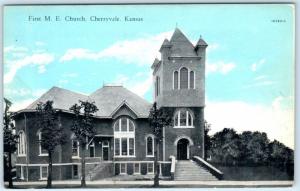 CHERRYVALE, Kansas  KS    FIRST M.E. CHURCH  ca 1910s  Postcard