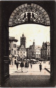 Germany Darmstadt Blick aus dem Schlossportal Marktplatz Vintage Postcard C048