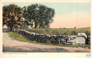 CONCORD, Massachusetts MA  MERIAM'S CORNER Marker~Stone Fence  ca1920's Postcard