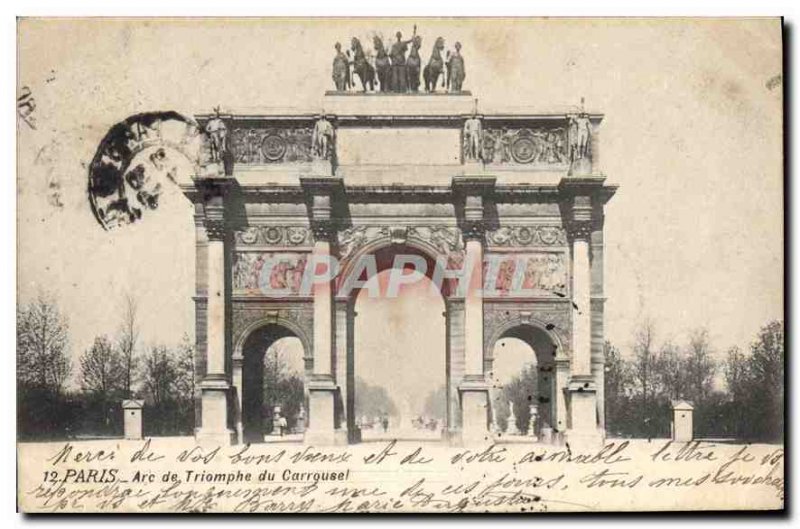 Old Postcard Paris Arc de Triomphe du Carrousel