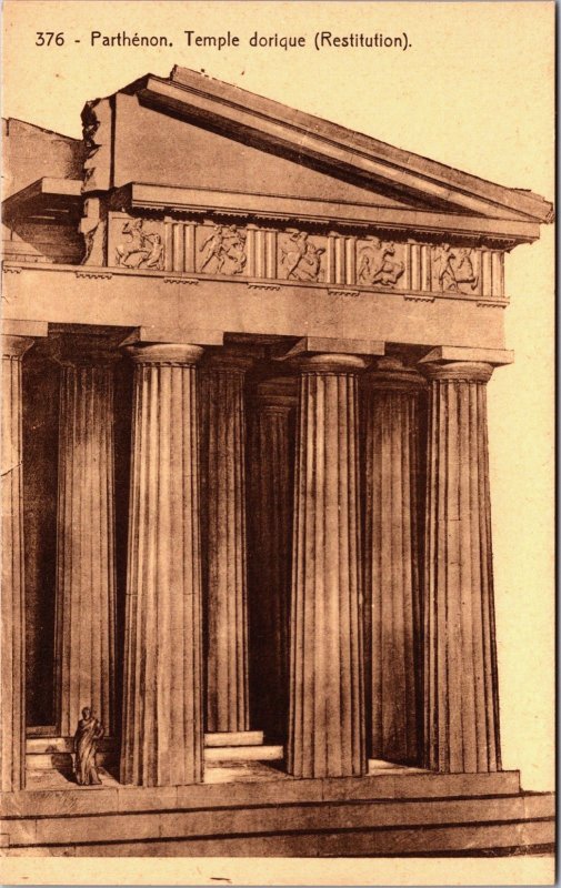 Greece Athens Parthenon Temple dorique (Restitution) Vintage Postcard C158