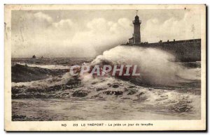 Postcard Old Treport La Jetee A Day storm