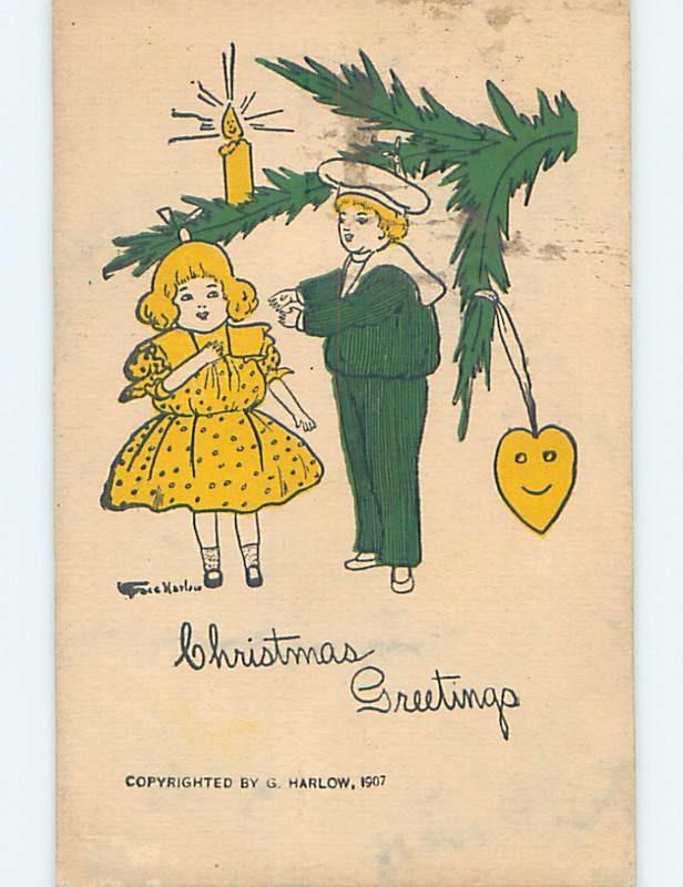 Pre-Linen signed GRACE HARLOW - KIDS BY OLD-FASHIONED CHRISTMAS TREE hk9910