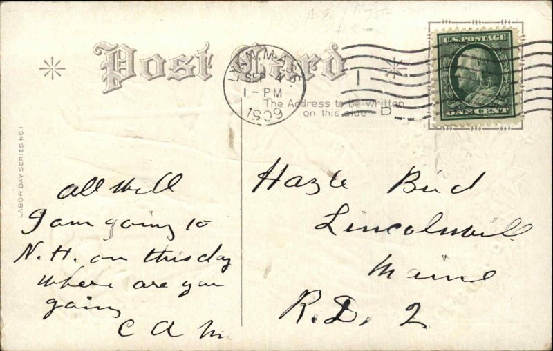 Labor Day Workers Sledgehammer American Flag NASH Series c1910 Postcard