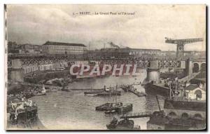 Old Postcard Brest Grand Bridge And The Arsenal Charter