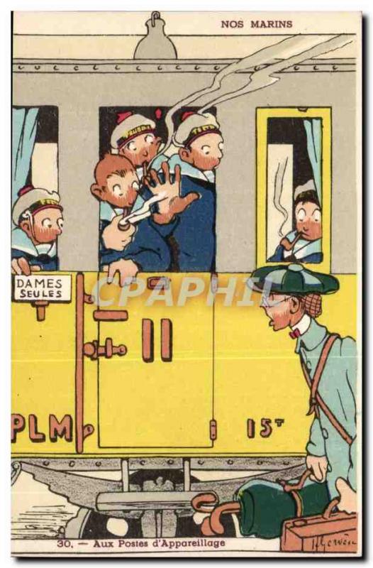 Our Marins- In Position d & # 39Appareillage-train-Ladies Only boat-Postcard ...