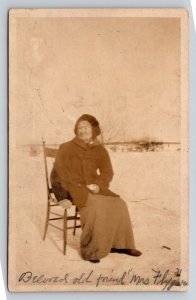 RPPC  Pretty Lady outside in Snow  Named Mrs. Flygate  c1910  Postcard